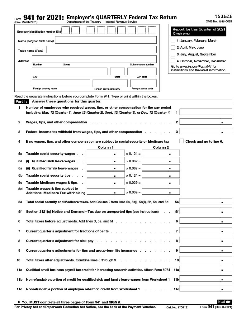 Picture of form 941